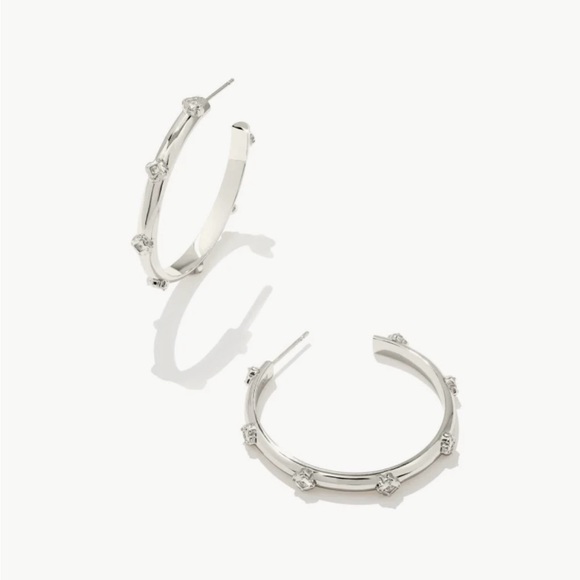 Kendra Scott Jewelry - Kendra Scott Joelle Silver Hoop Earrings in White Crystal